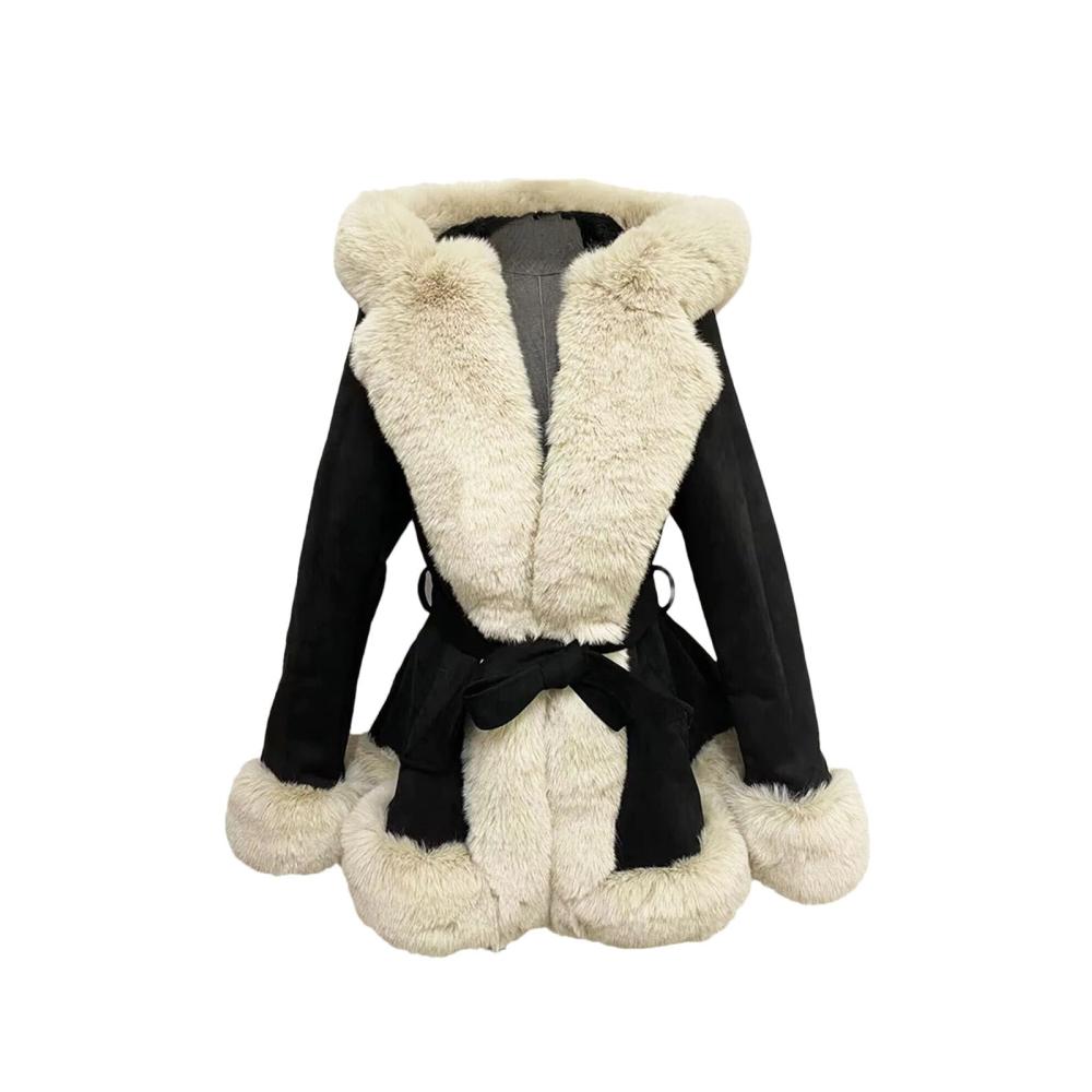 Black beige fur